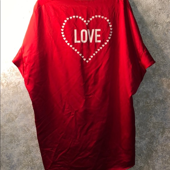 Victoria’s Secret OS satin robe front tie, ruffle - Picture 5 of 5